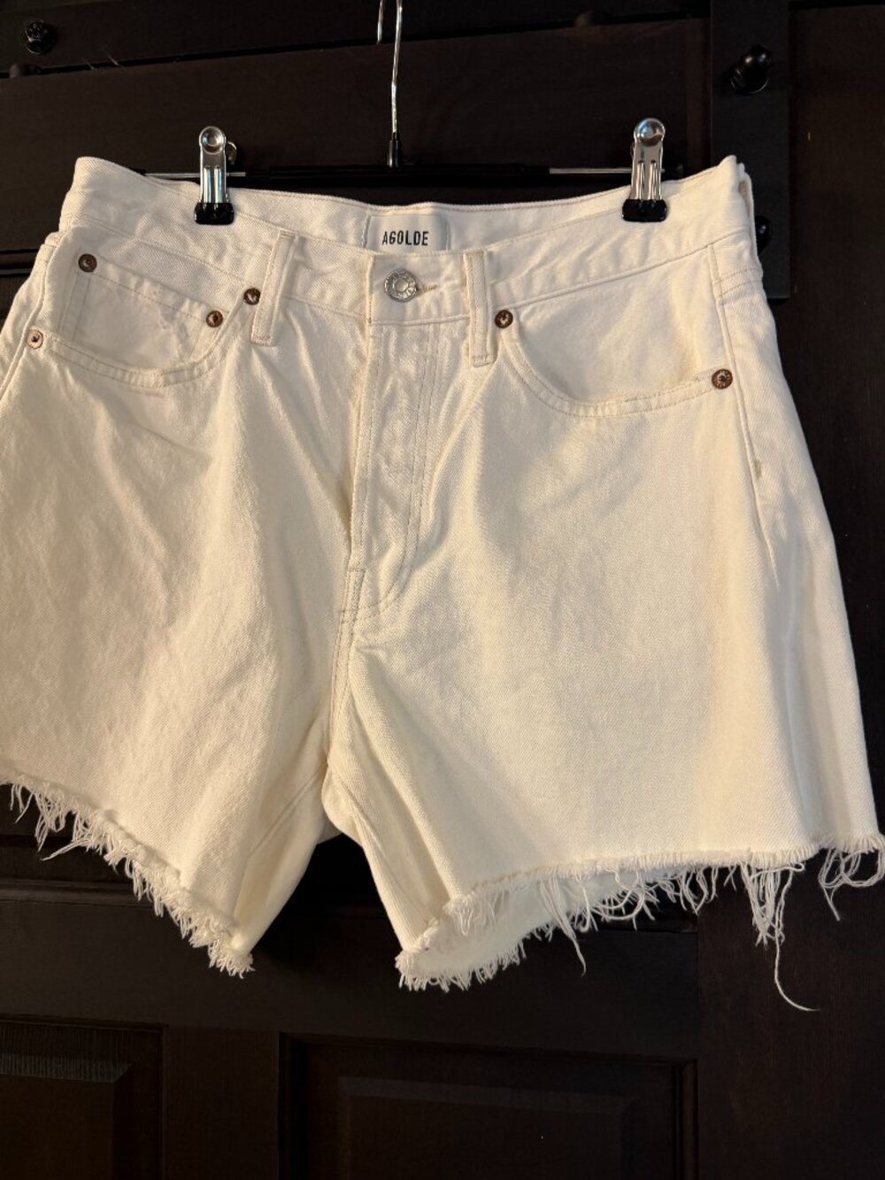 Agolde Parker Long Shorts in Cream